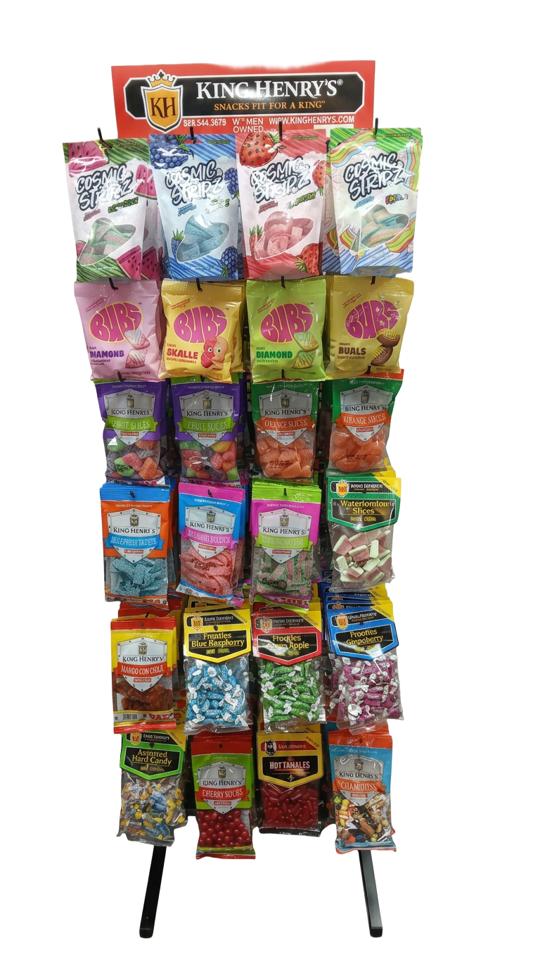 King Henry's candy in-store display rack