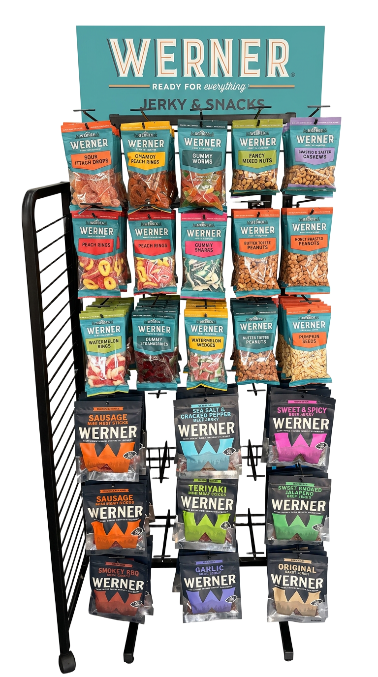 Werner Jerky & Snacks in-store display rack